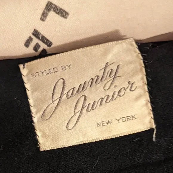 40s GOTH Black Wool Princess Coat sz XS Jaunty Juniors Mint Cond Warm & Elegant!